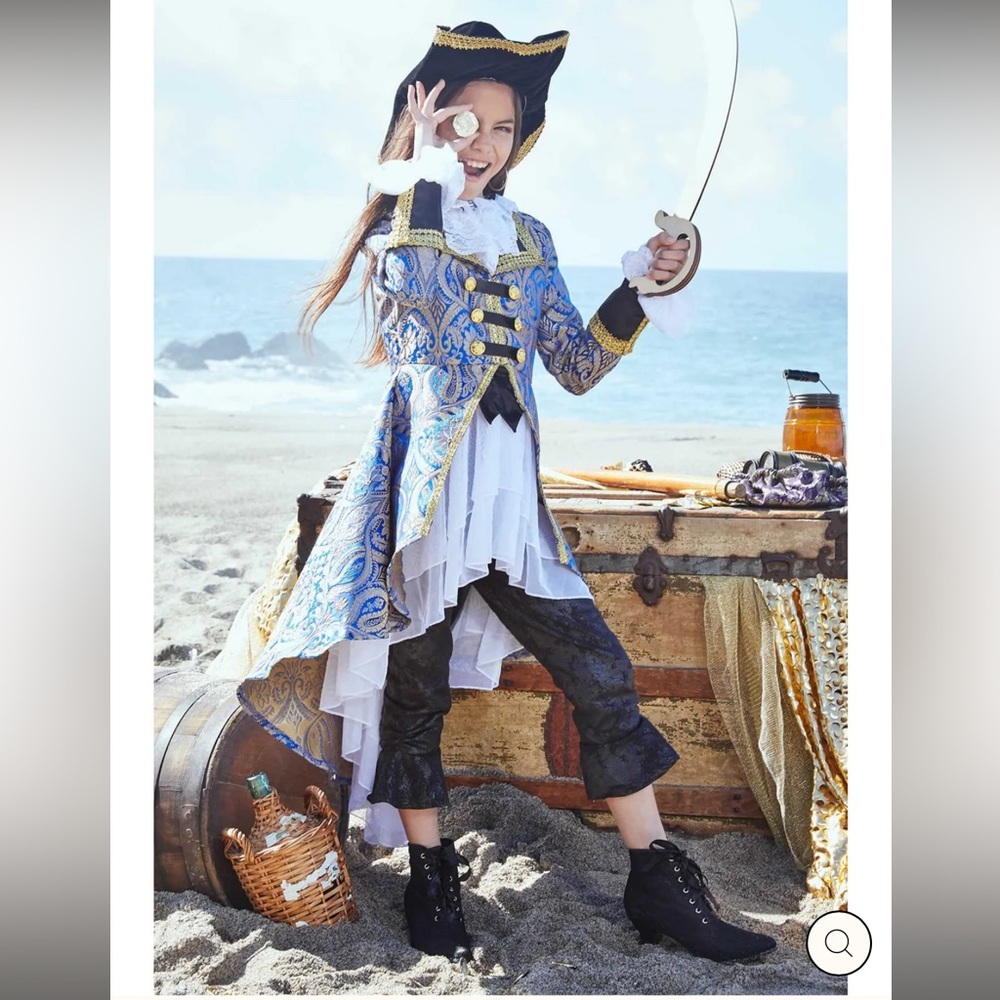 Chasing Fireflies -  Pirate Blue Brocade Costume for Girls - 6